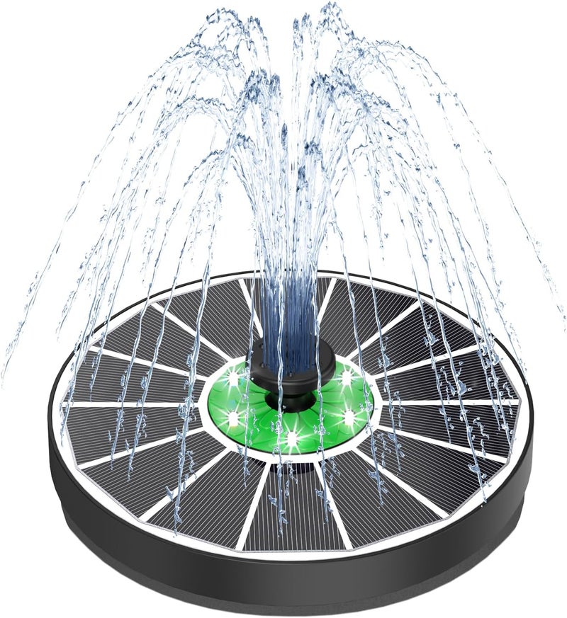 Yzert Solar Fountain White Lights Glass, 3.5W Solar Water Fountain with 2200 mAh Battery, Bird Bath Fountains Solar Power with 4 Fixers & 7 Nozzles for Outdoor,Patio, Garden Decor, Pond,Hummingbird - Image 1